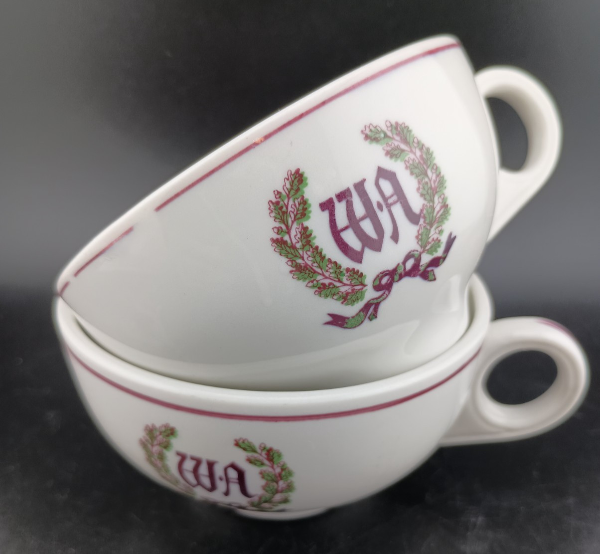 2 Waldorf Astoria Hotel NYC Coffee Cups Shenango China Restaurant-ware 1950s MCM