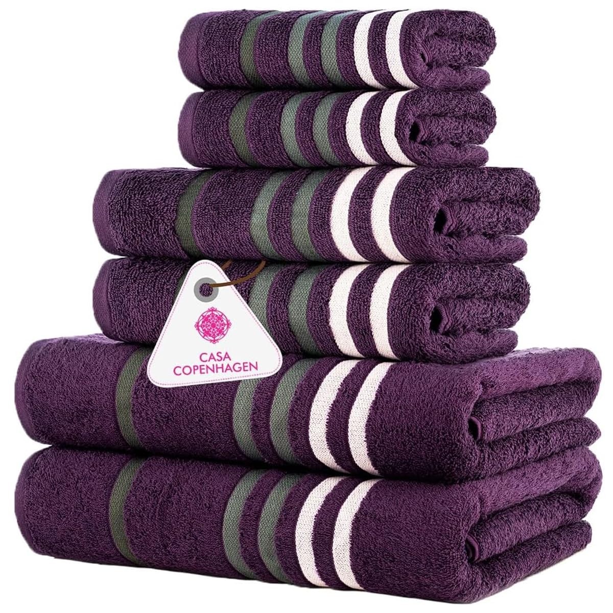 Casa Copenhagen Exotic 6Pcs 100 Egyptian Cotton Designer Towels Gift Set- Dark Casa Copenhagen Exotic 6Pcs 100 Egyptian Cotton Designer Towels Gift Set- Dark