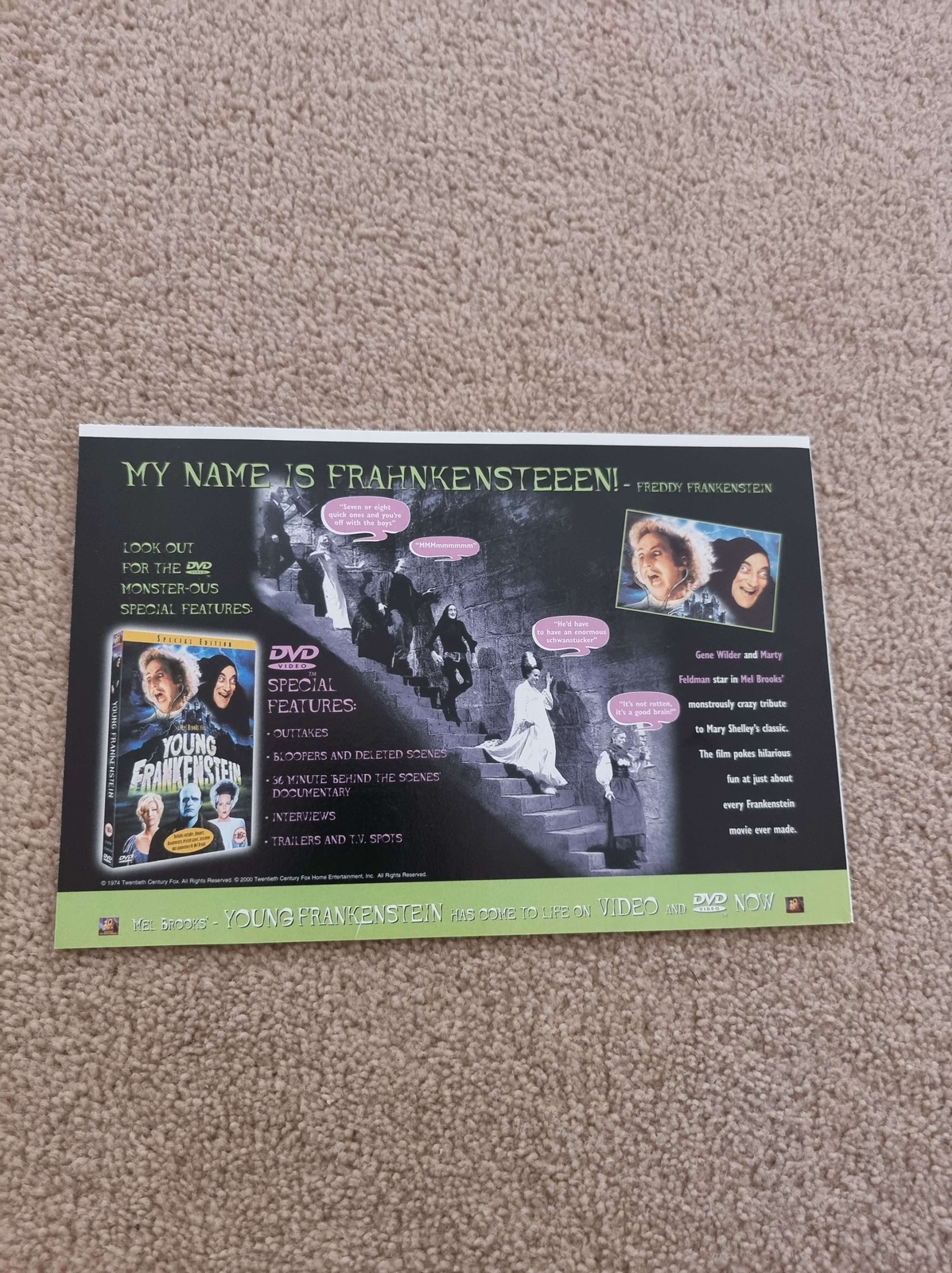 TNEWM115 ADVERT 5X8 YOUNG FRANKENSTEIN - GENE WILDER : ON DVD