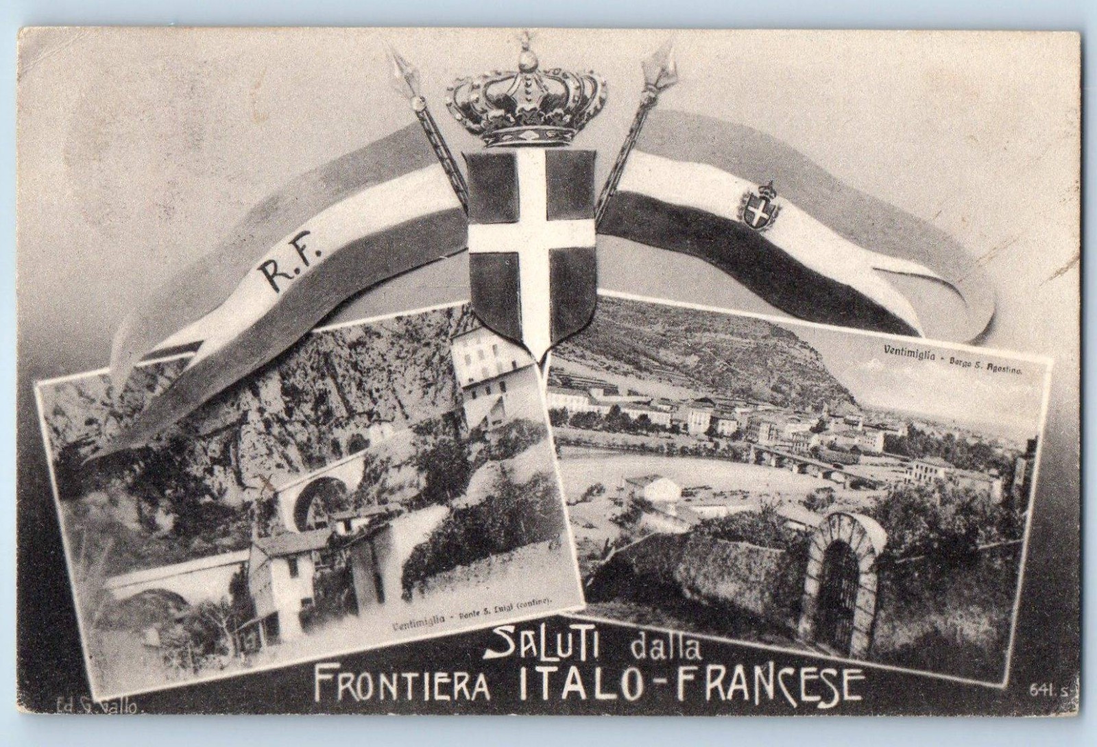 Italy Postcard Greetings from the Italian French Border 1910 Posted Antique Italy Postcard Greetings from the Italian French Border 1910 Posted Antique