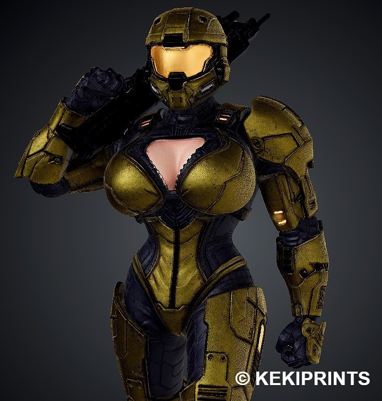 Sexy Master Chief Adult Statue Gold Armor Halo KEKIPRINTS 13\