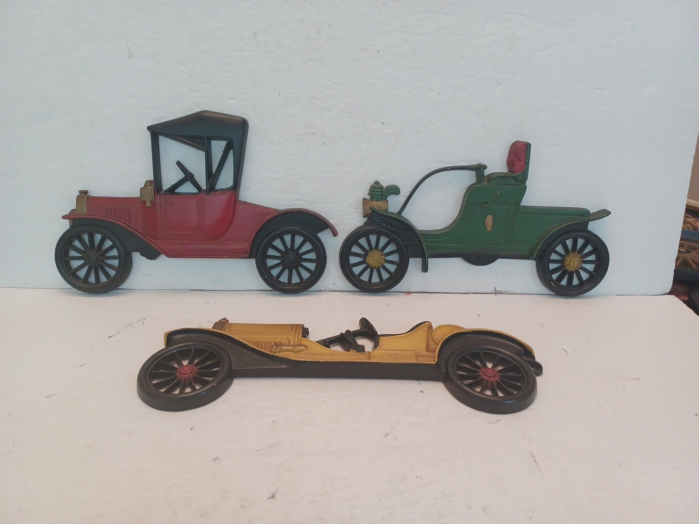 Sexton Cast Metal Plaques Wall Hangers Antique Model Cars (3) USED 11\