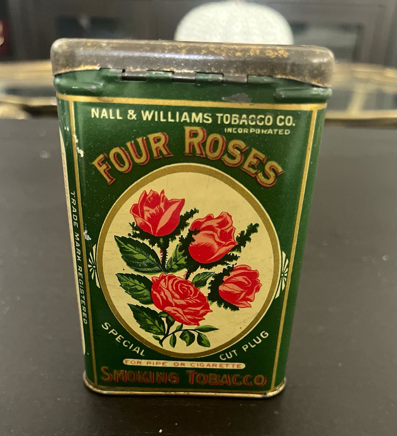 Four Roses Smoking Tobacco Tin Hall & Williams Tobacco Co Special Cut Plug