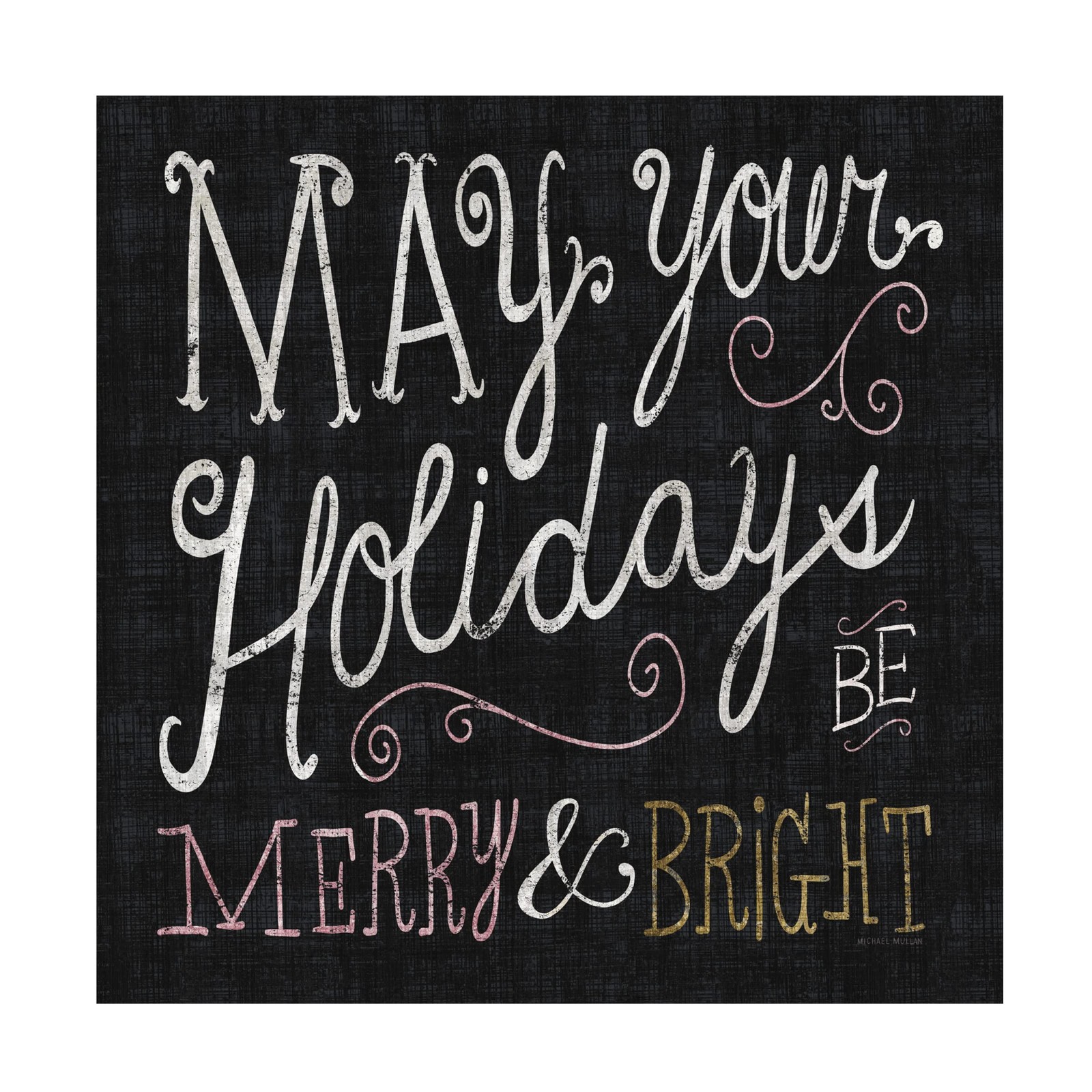Trademark Fine Art Quirky Christmas Merry & Bright Metallic Canvas, Mullan 14x14