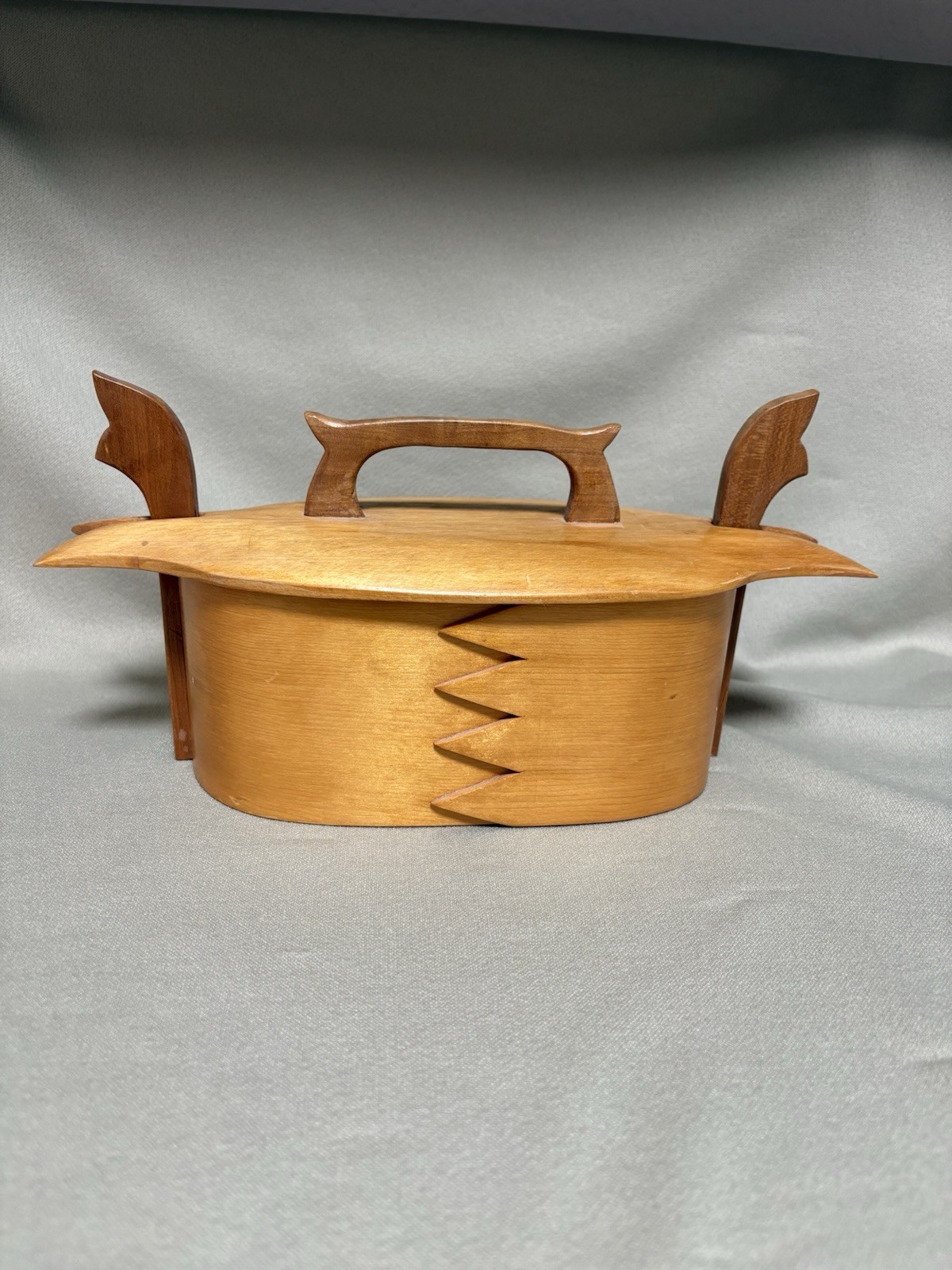 Vintage 1973 KNUDSEN Norwegian Bentwood Tine Box Wood Folk Art Scandinavian
