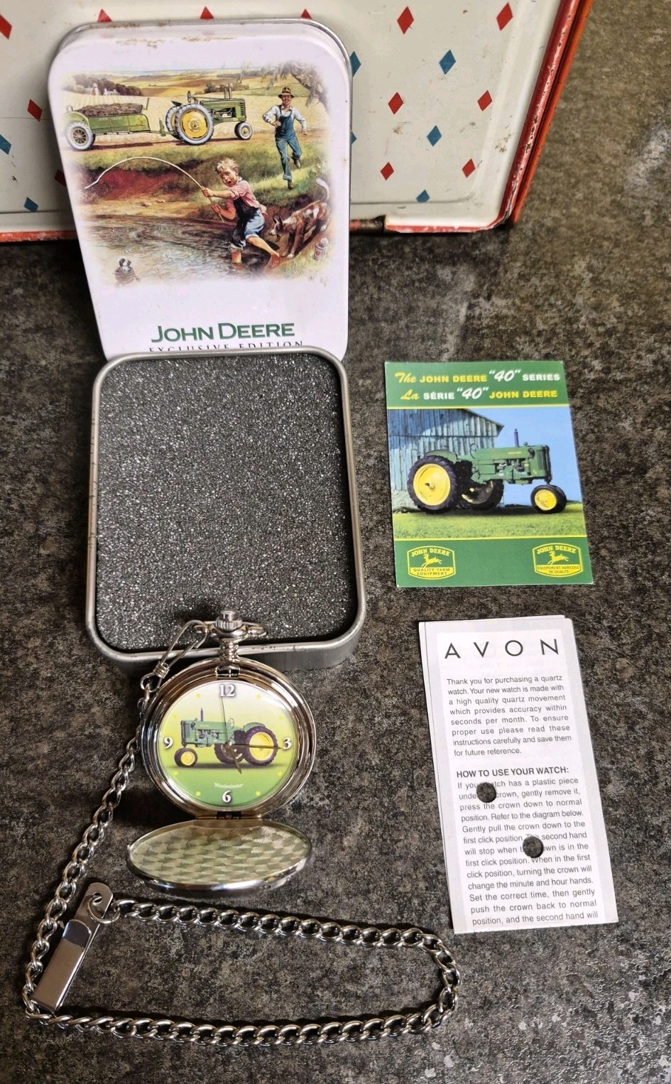 John Deere Exclusive Ed. 40 Series Analog Pocket Watch In Tin Box NEW NEVER USED