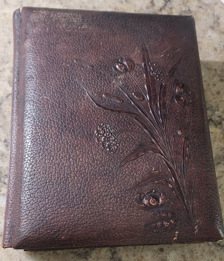 Victorian Era Embossed Leather Photo Album 32 With Photos Antique