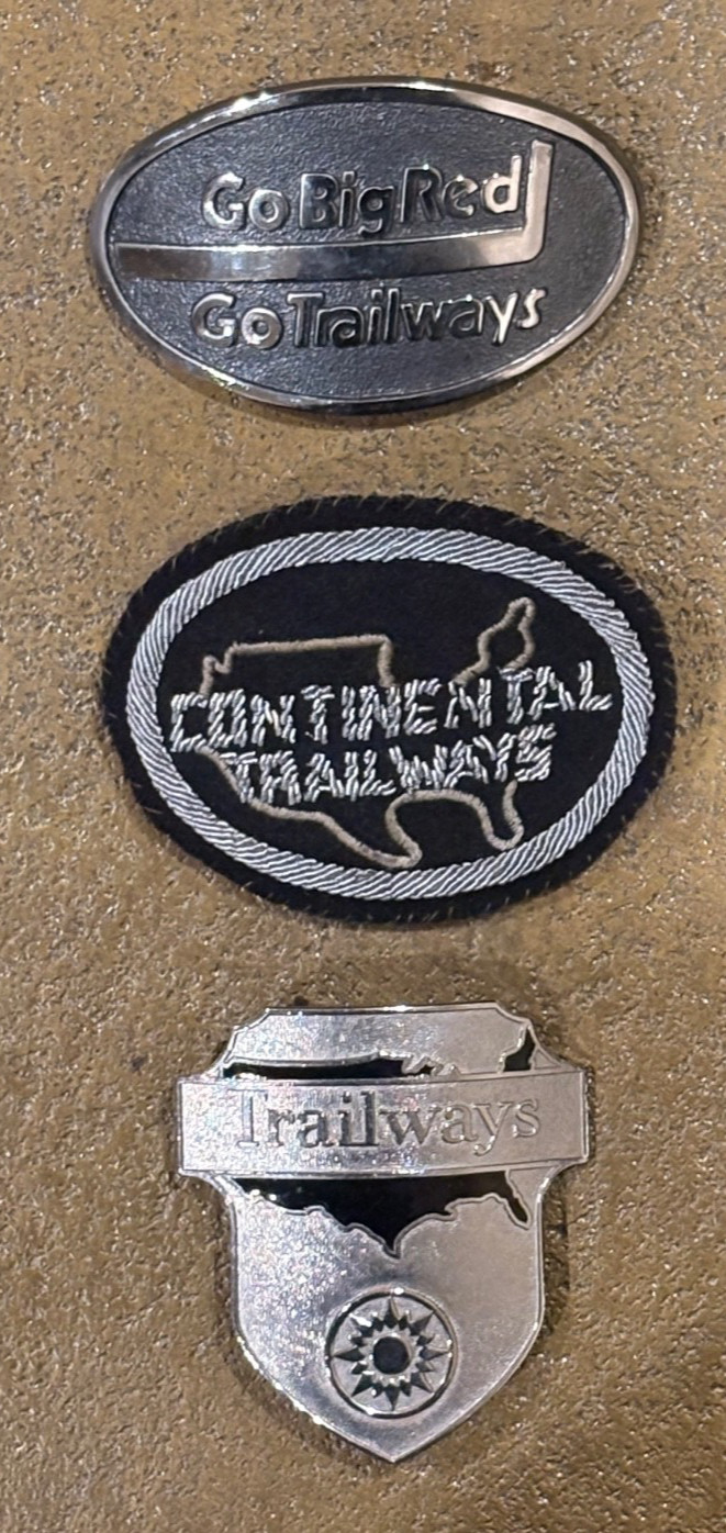 3 Vintage Continental Trailways Bus Driver Hat Badges