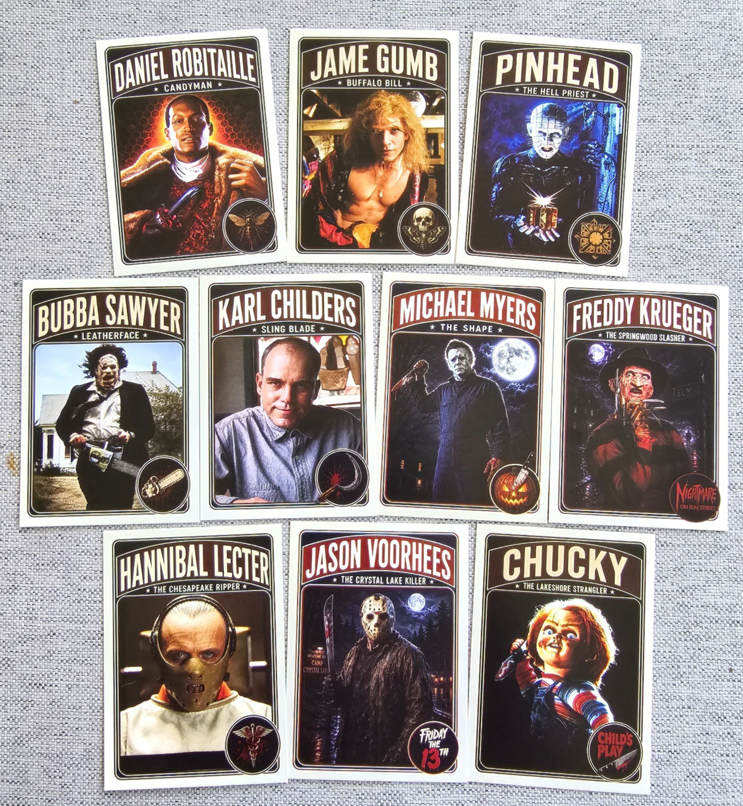 SET OF 10 HORROR MOVIE CARDS LOT HALLOWEEN RETRO VINTAGE 1970s 1980s 1990s STYLE