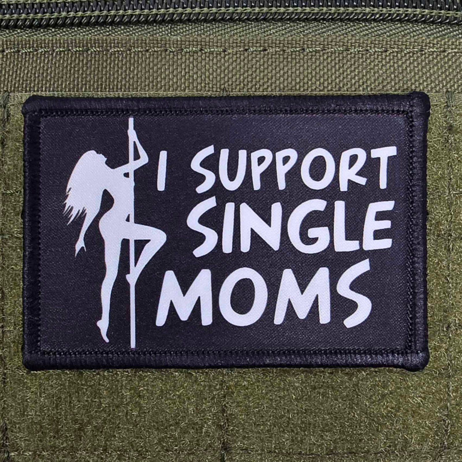 I Support Single Moms Patch Moral Tactical Military Army USA Flag Hook & Loop