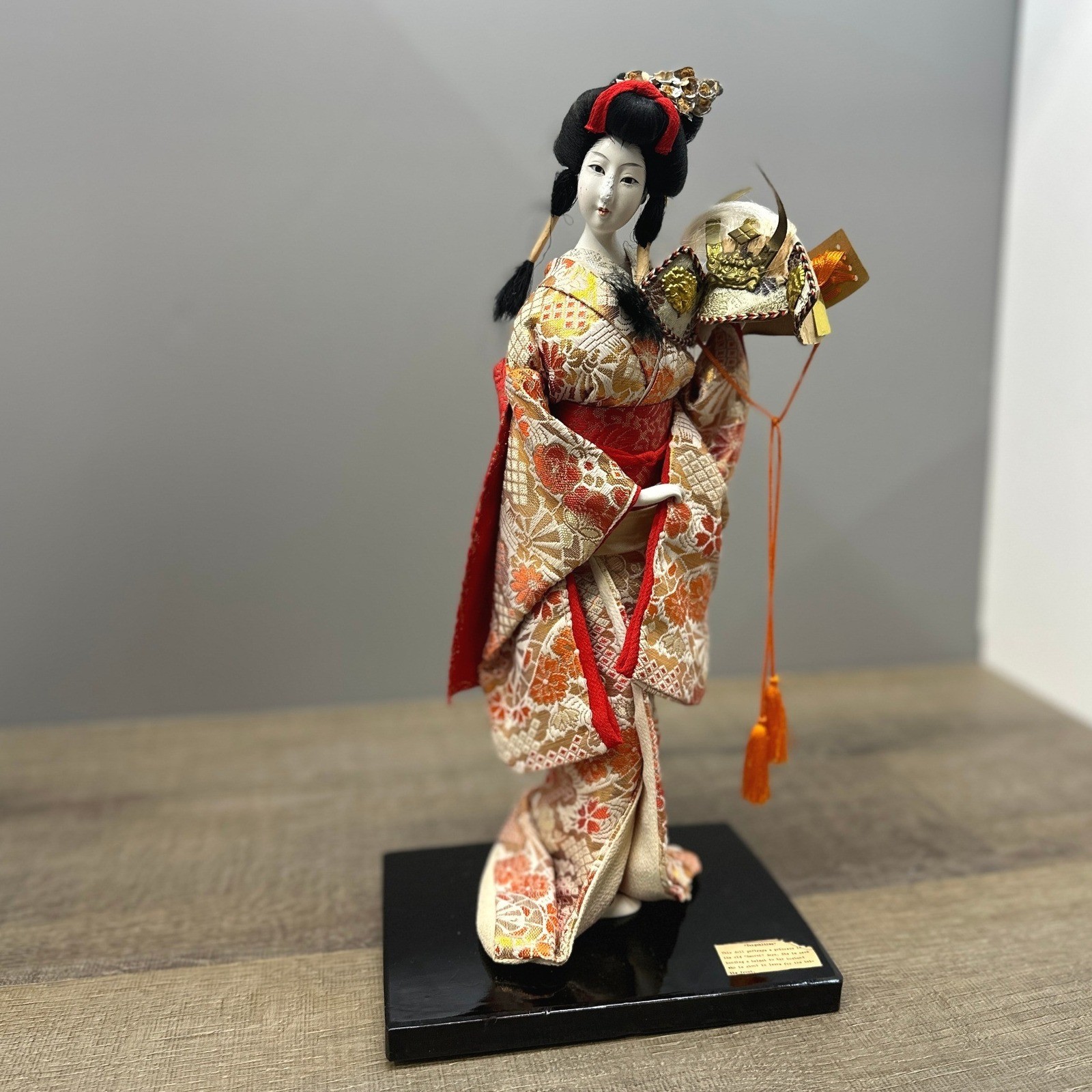 Vintage Nishi Doll Yaegakihime Japanese Princess Samurai Helmet Kimono 15 Inch