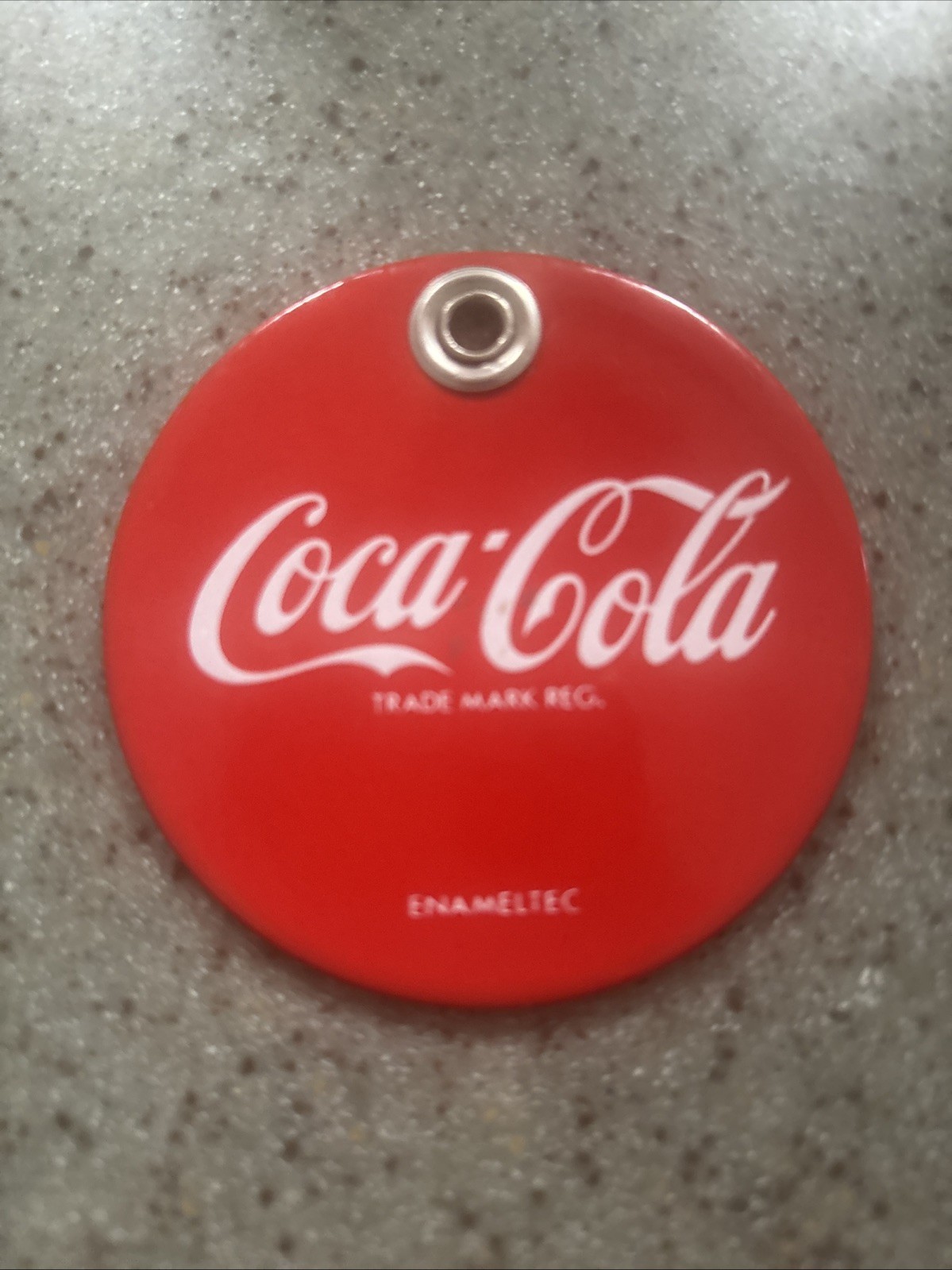 Vintage 1990s Coca-Cola Enameltec Porcelain Button Coaster Promo