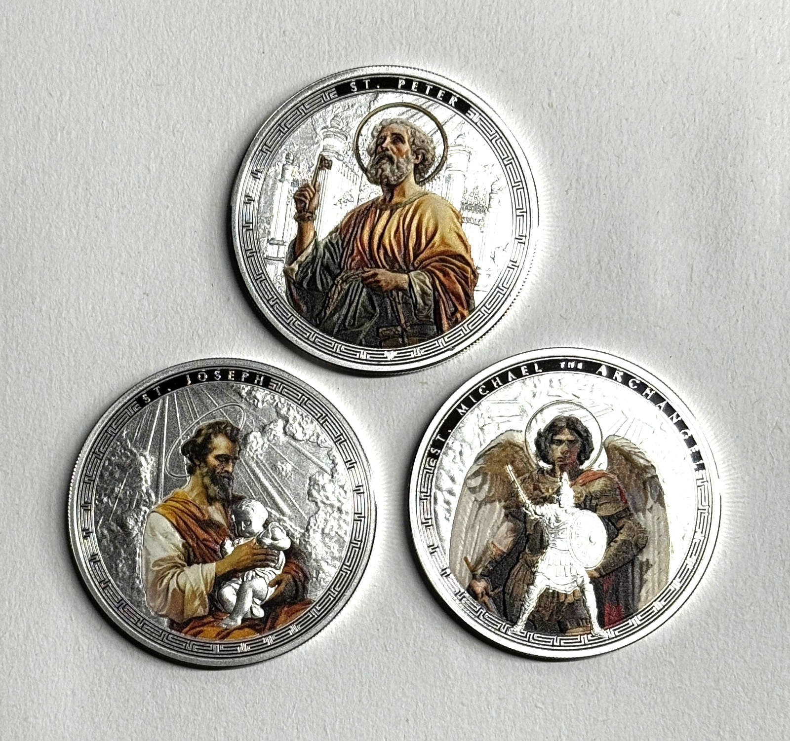 2025 Ghana 3 Coin Set St Peter Joseph Michael 3 oz .999 Silver Colorized