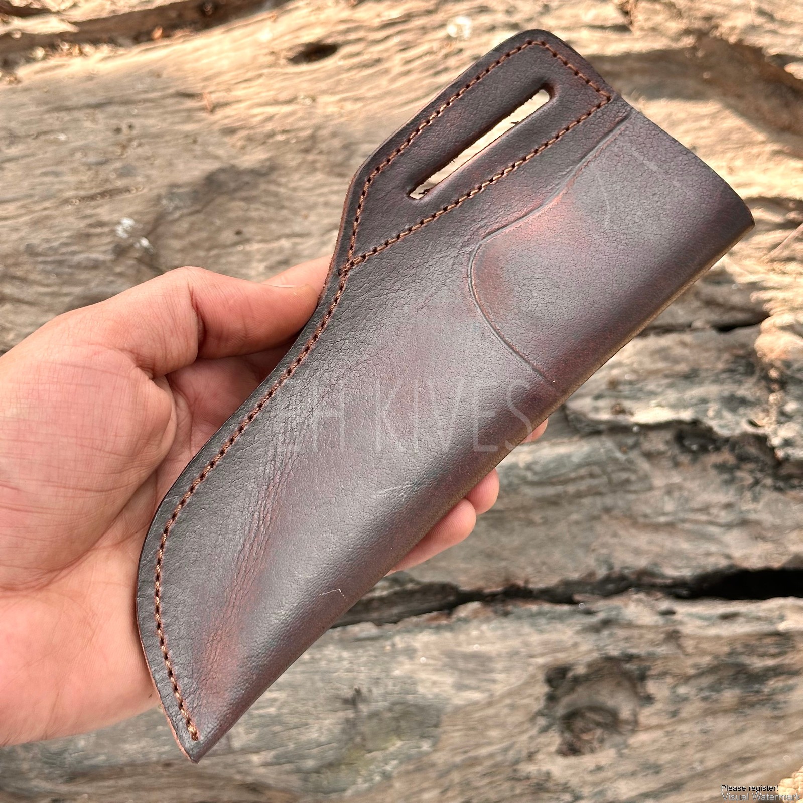 Handmade Genuine Cow Leather Sheath for KA-BAR Fixed Blade Hunting Knife