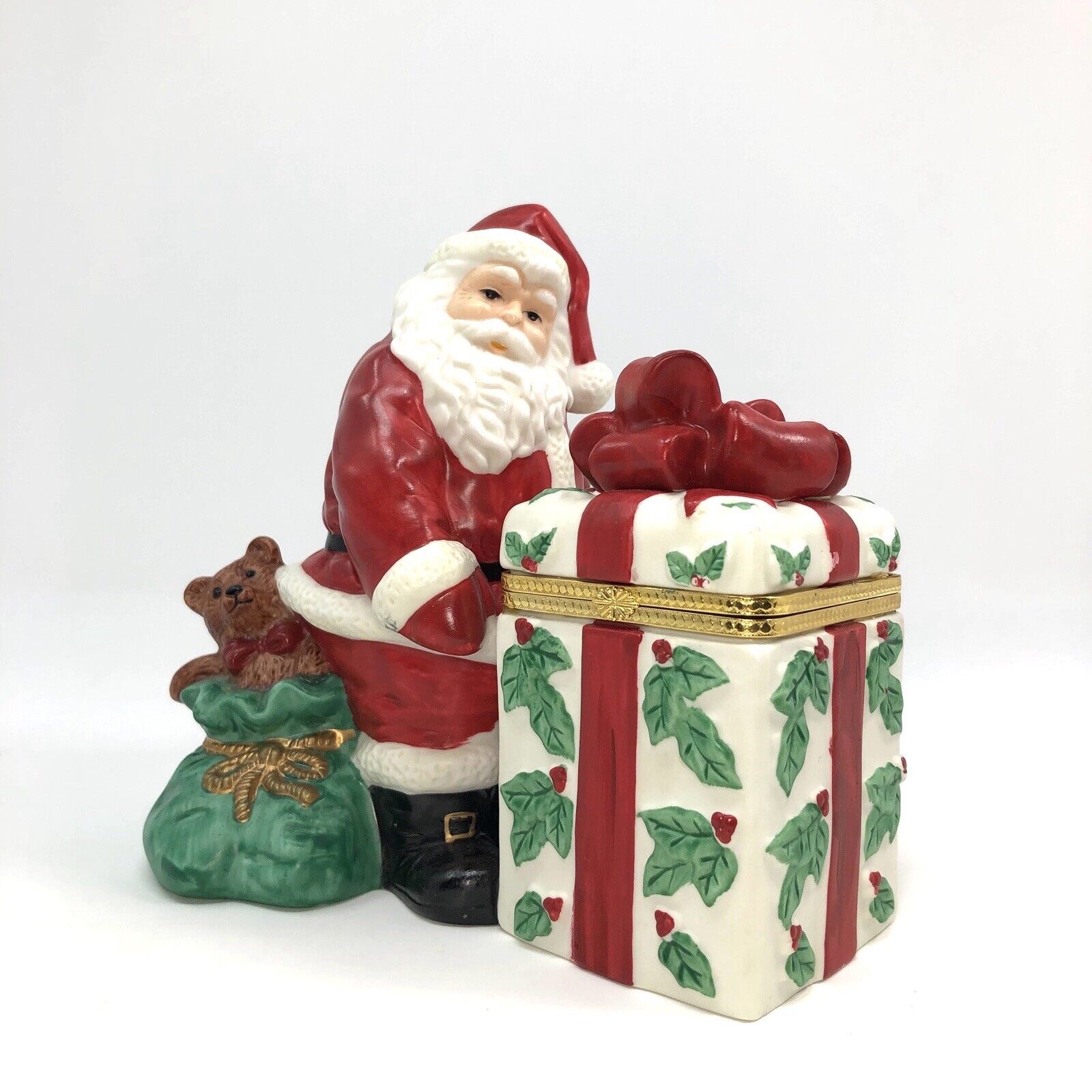 Partylite JOLLY SANTA Trinket Box CANDLE HOLDER Christmas P7251 RARE Retired