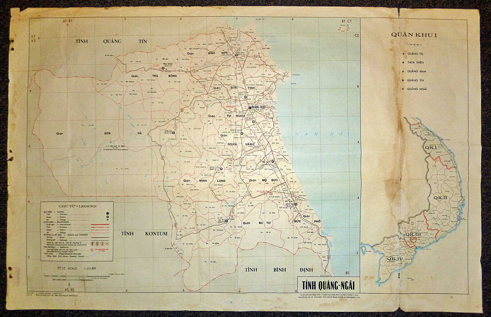 Extremely Rare 1972 Map - QUANG NGAI - MY SON (My Lai) - CTZ ZONES - VIETNAM WAR