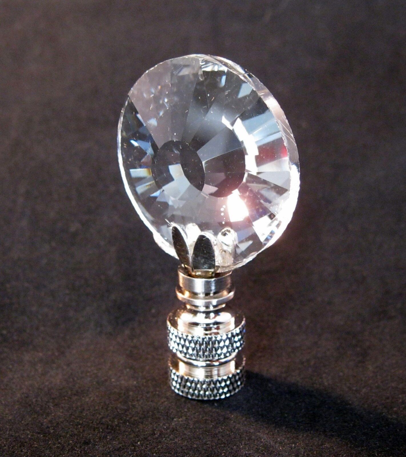 Lamp Finial-SUN-Faceted Crystal Lamp Finial-Satin Nickel Base