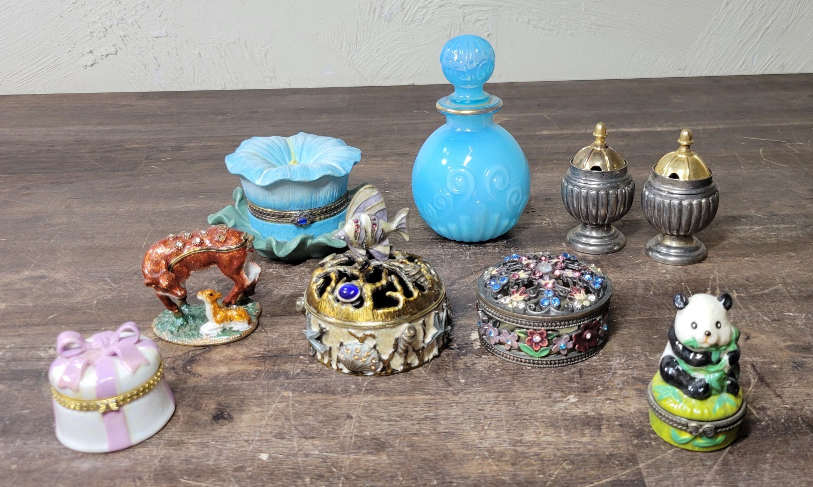 Vintage Trinket Boxes Lot of 9 Metal And Porcelain Animals Sea Life Floral Vintage Trinket Boxes Lot of 9 Metal And Porcelain Animals Sea Life Floral