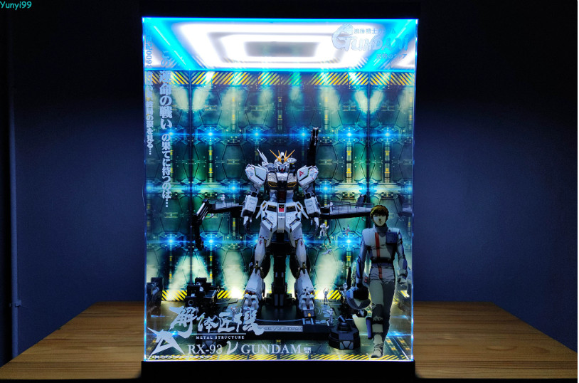 Fit  Metal Structure Nu Gundam Figure Display Case With Light No Figure New