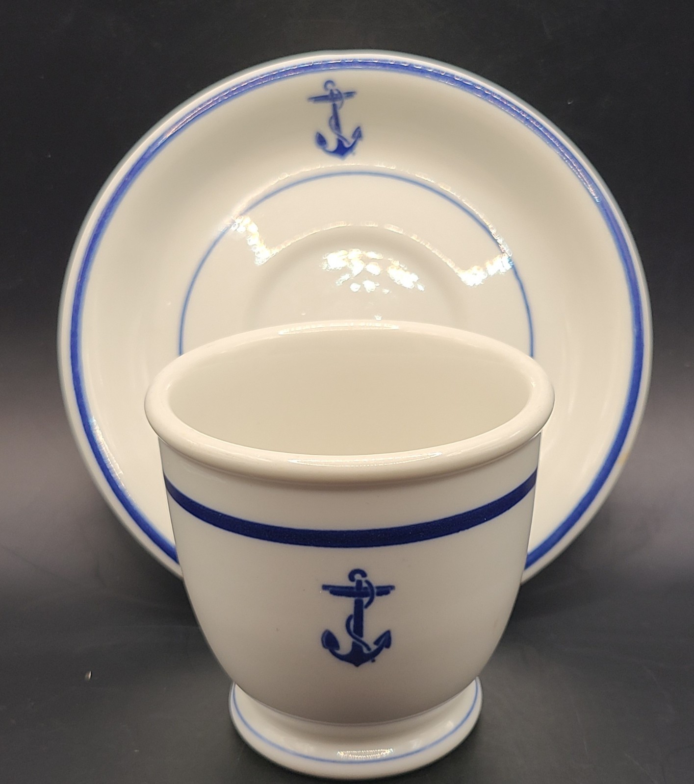 U.S. Navy Messware ,demi Tasse Cup And Saucer 1938 Anchor Pre/Post WWII Shenango