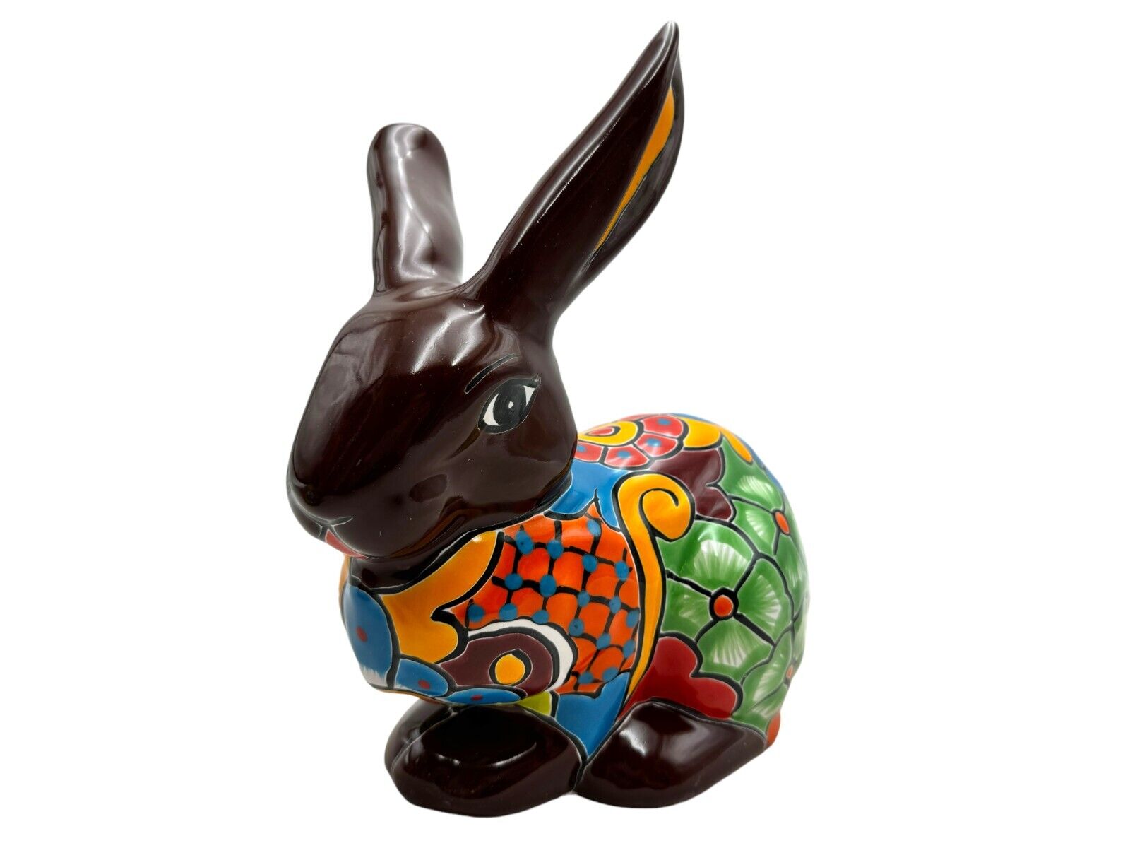 Talavera Rabbit Planter Bunny Sculpture Mexican Pottery Folk Art Home Decor 11