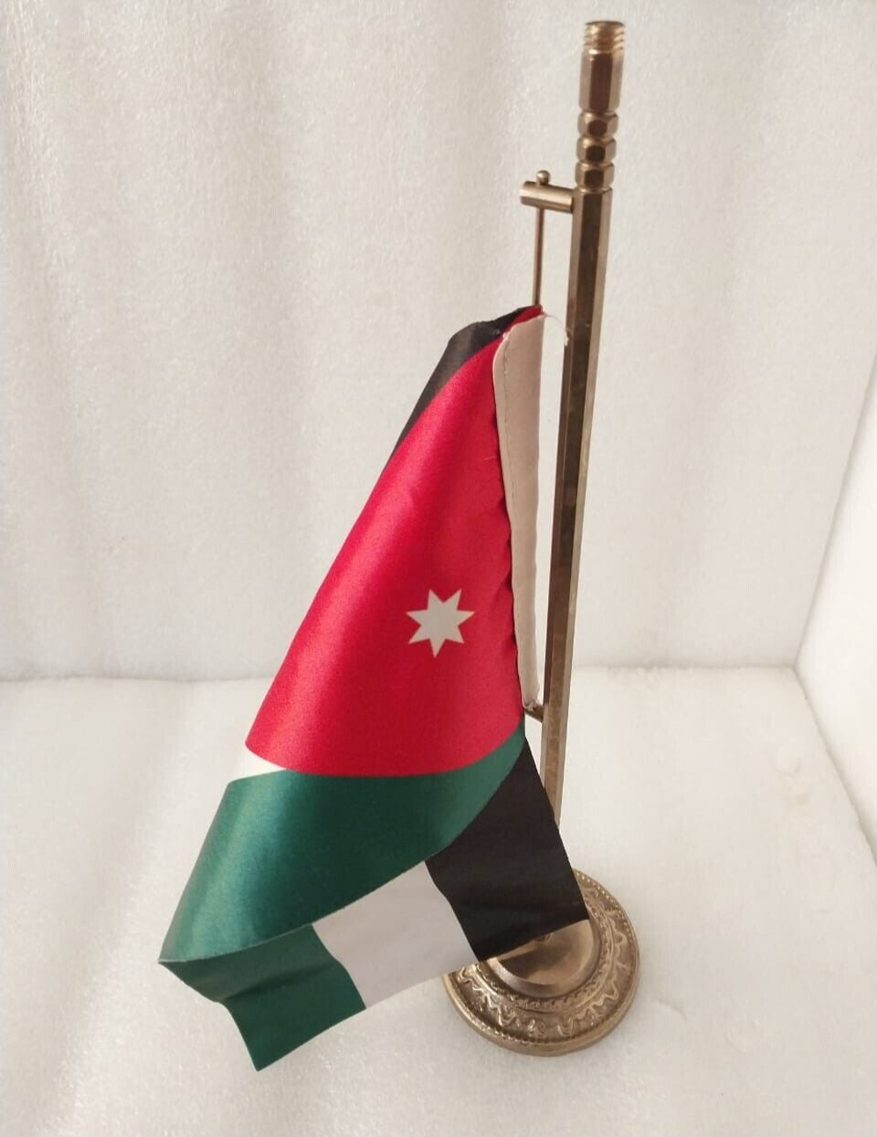 Vintage rare Jordan Jordanian Nice Made Flag Brass stand desk Flage 1990s