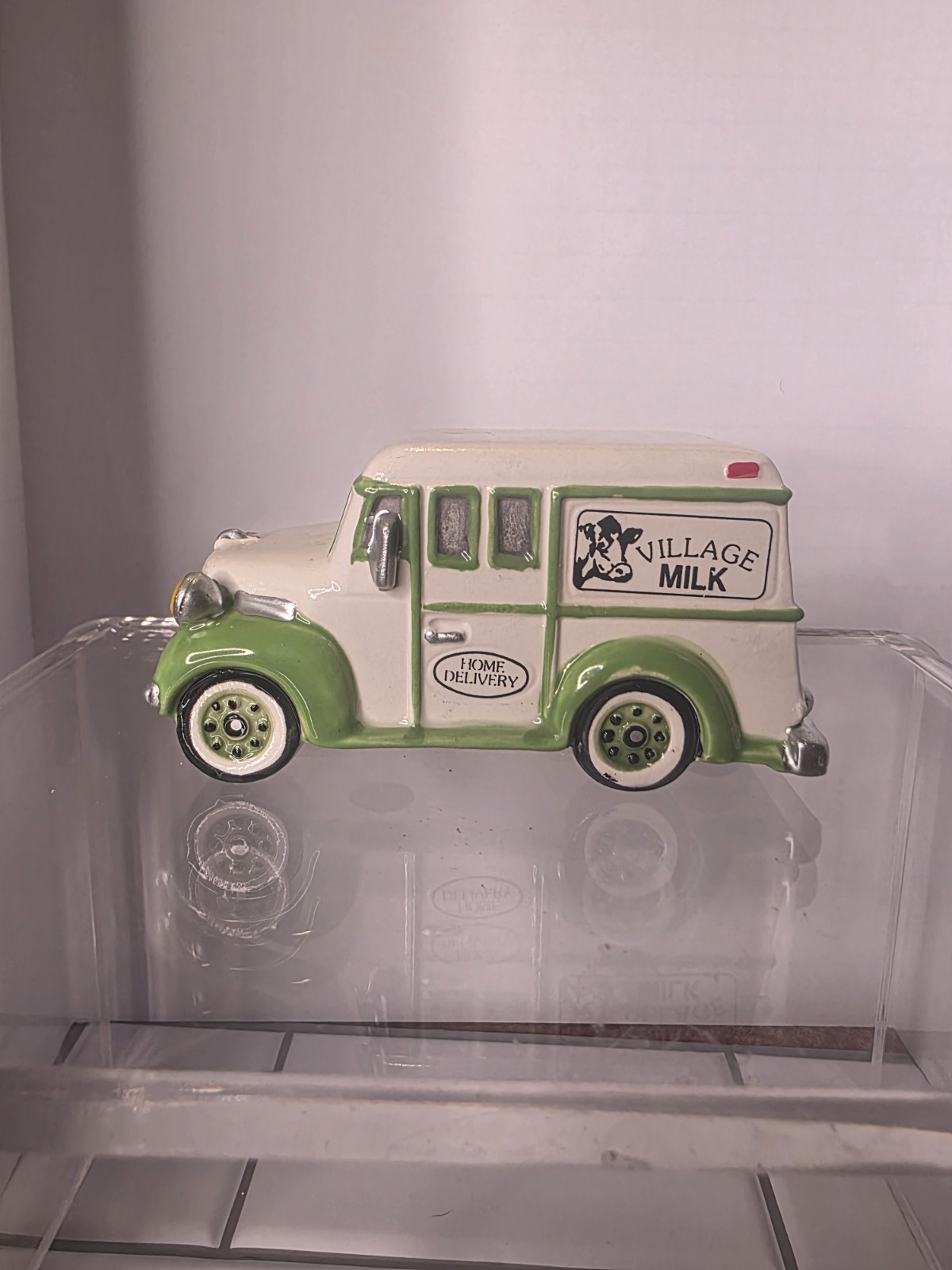 Department 56 Snow Village Home Delivery Milk  And Pink Car