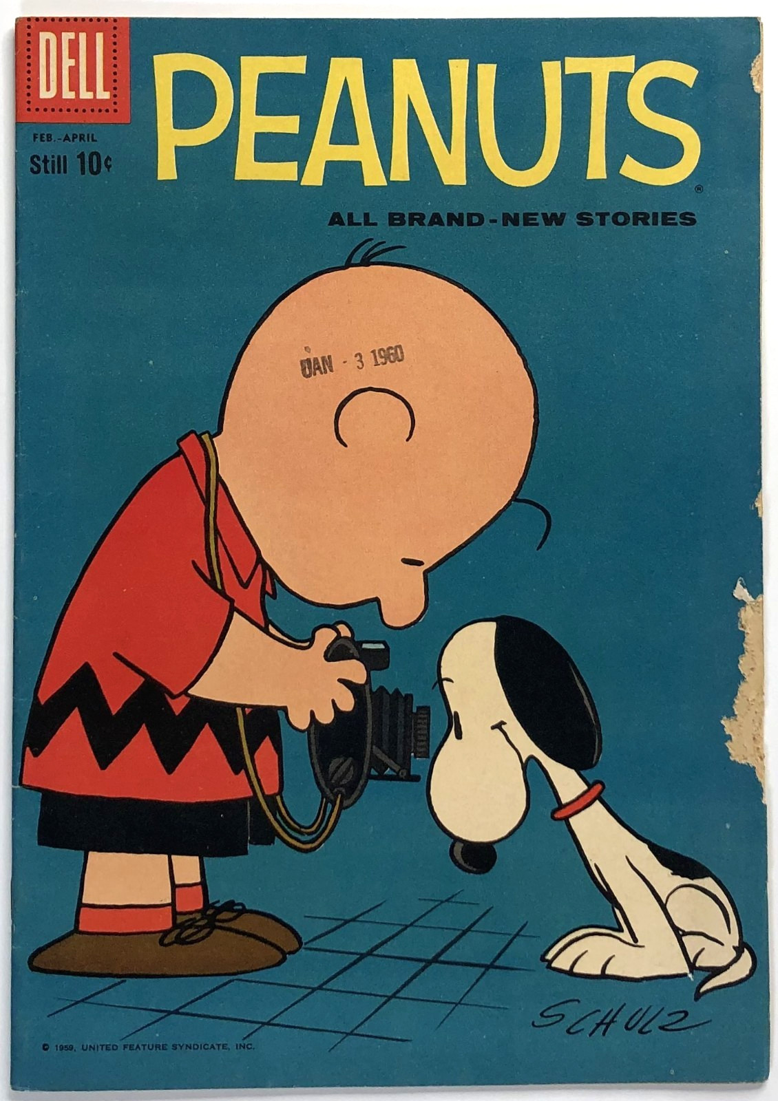 PEANUTS #4 (1960) Dell 1st Series Issue Charlie Brown Snoopy Schulz Cover