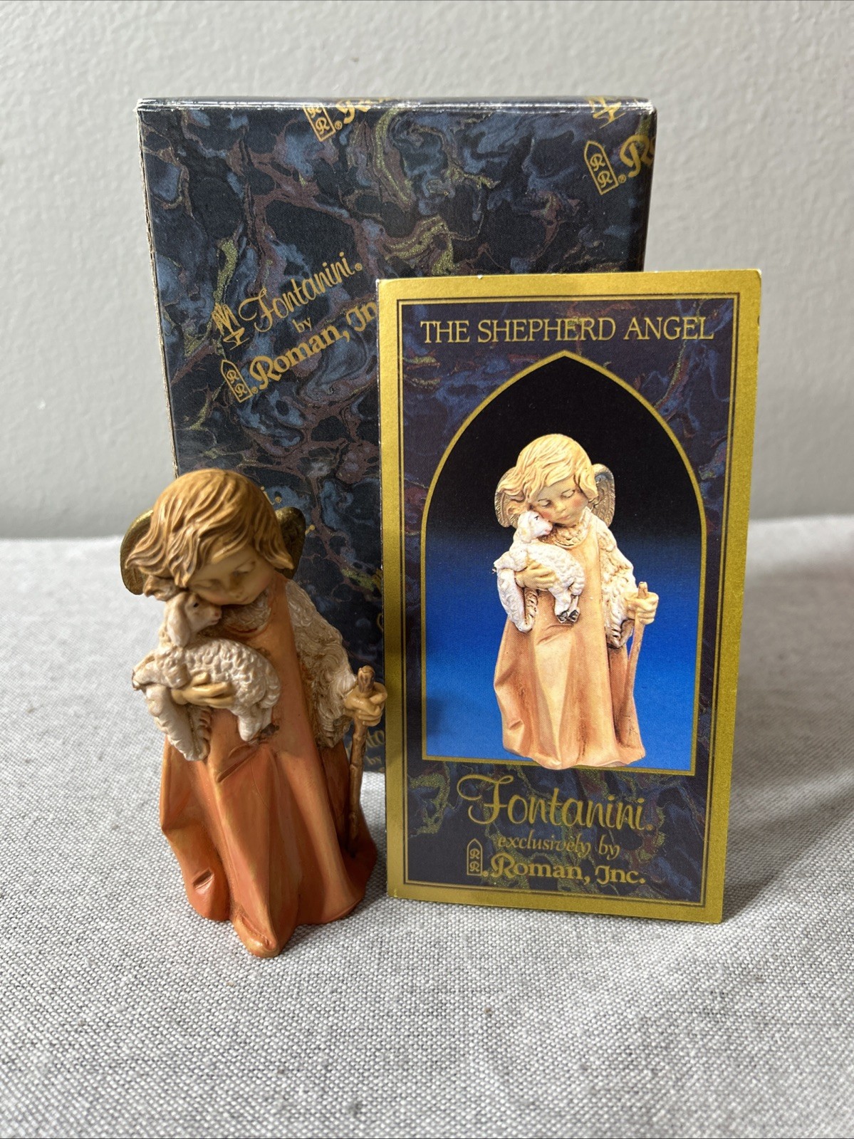 Vintage 1993 Fontanini Italy 662 Shepherd Angel Holding Lamb Figure