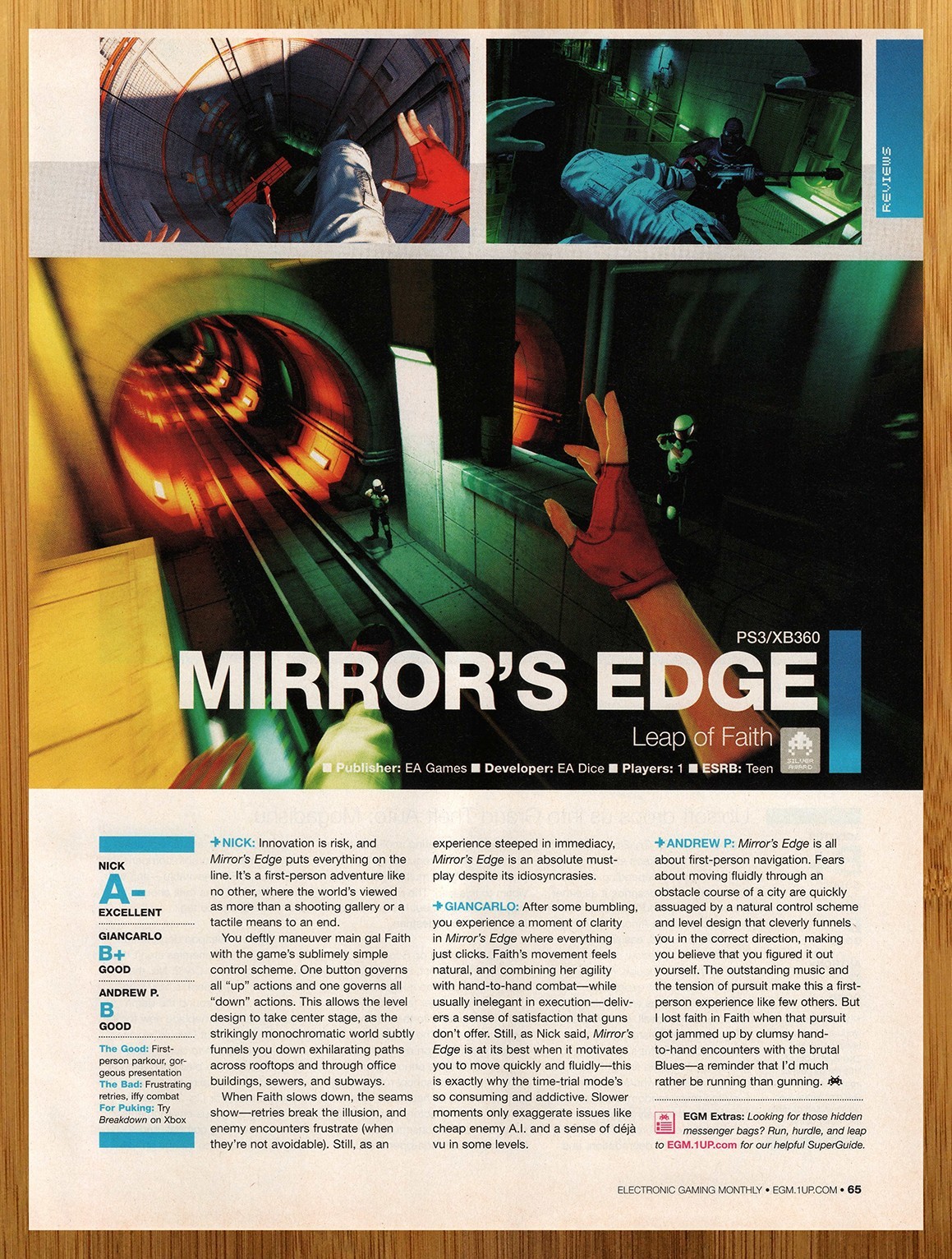 2008 Mirror\'s Edge Playstation 3 PS3 Xbox 360 REVIEW Print Ad/Poster Game Art