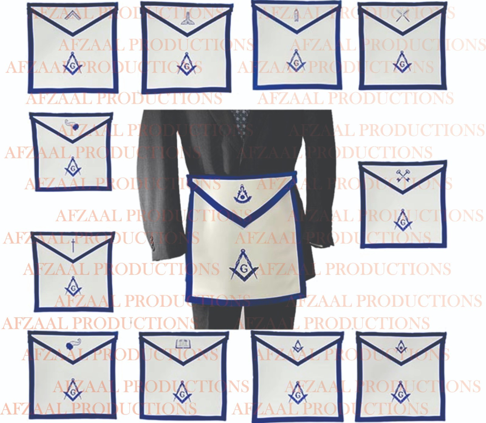 Texas Masonic Officer Apron Set OF 12- Regulation