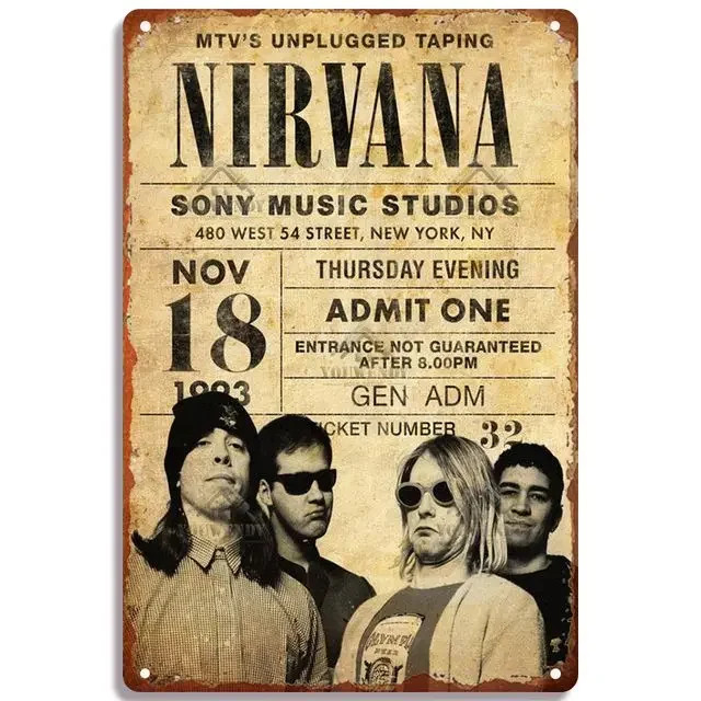Vintage Rock Music Concert Poster Tin Metal Signs Home Décor 8x12