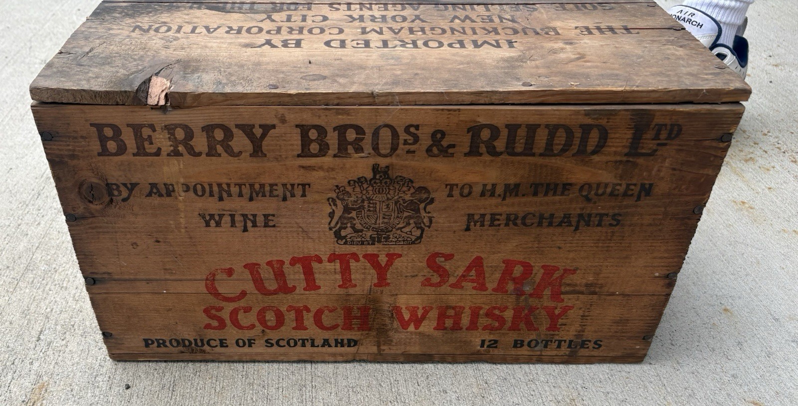 Vintage Berry Bros & Rudd Ltd Cutty Sark Scotch Whisky Wood Shipping Crate Box