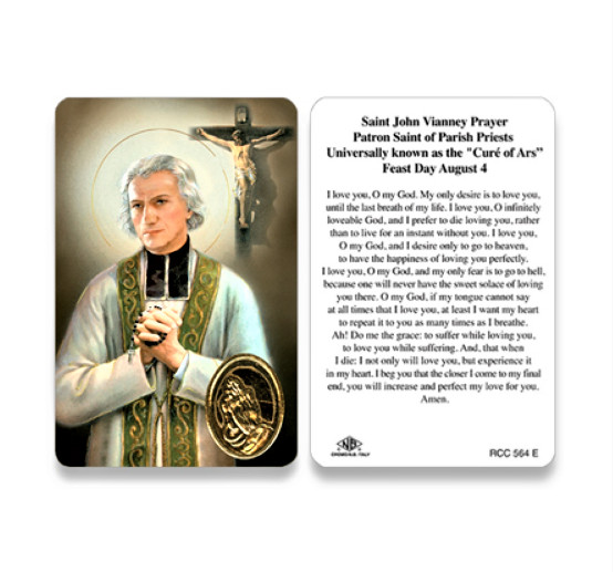 Saint St. John Vianney - Patron of Parish Priests - Plastic stock Holy Card