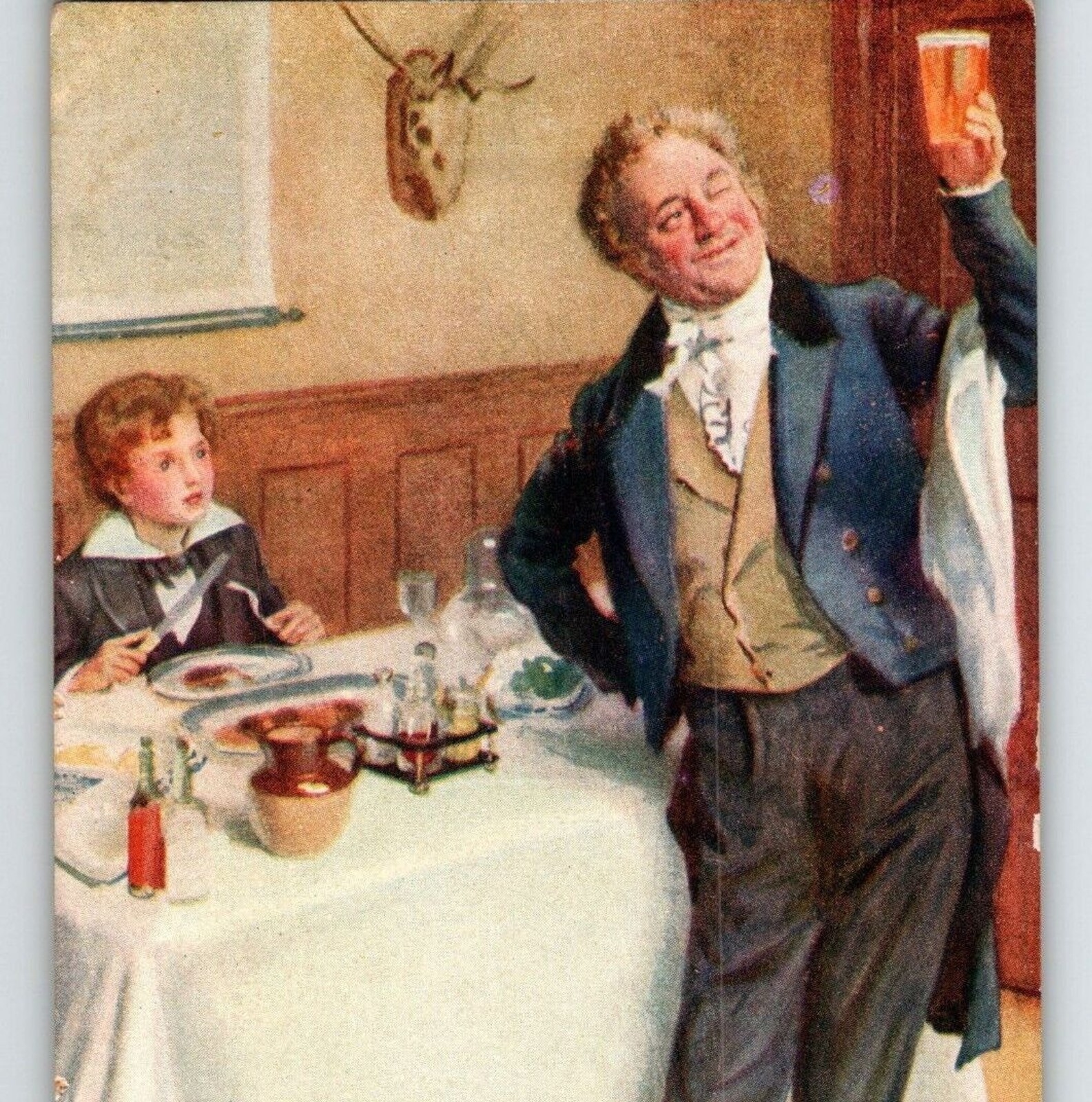 Charles Dickens Raphael Tuck Postcard 3406 David Copperfield & Waiter H Copping