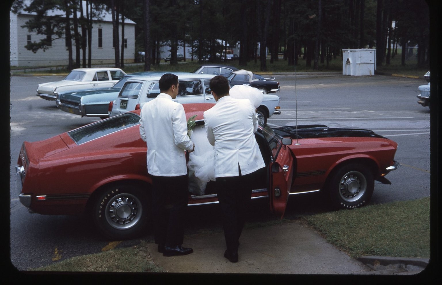 SL24 Slide 1970\'s Ford Mustang Mach 1 Wedding Red Muscle Car 563a