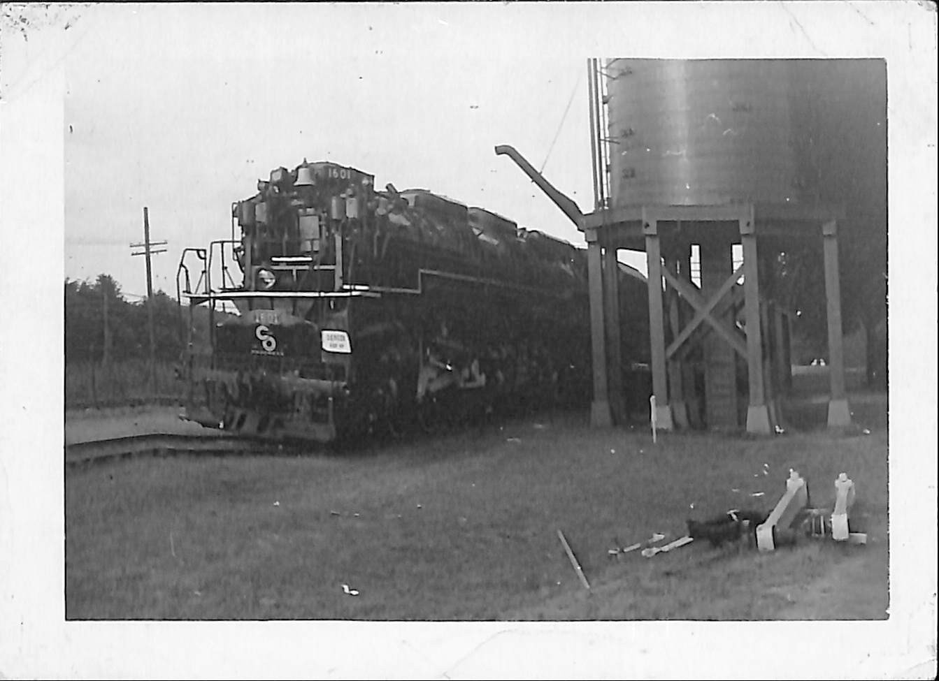 Vintage Diesel Locomotive at Water Tank – Original Railroad Photograph – c.1940s
