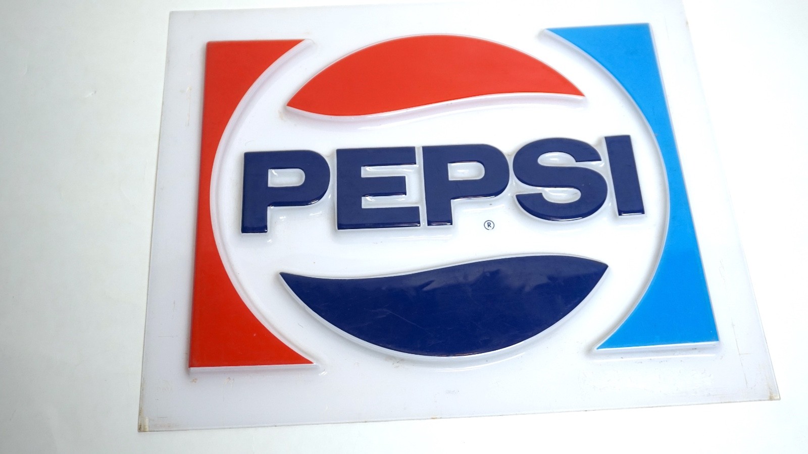 Vintage 80s Pepsi Logo Embossed Plastic Sign 13x11