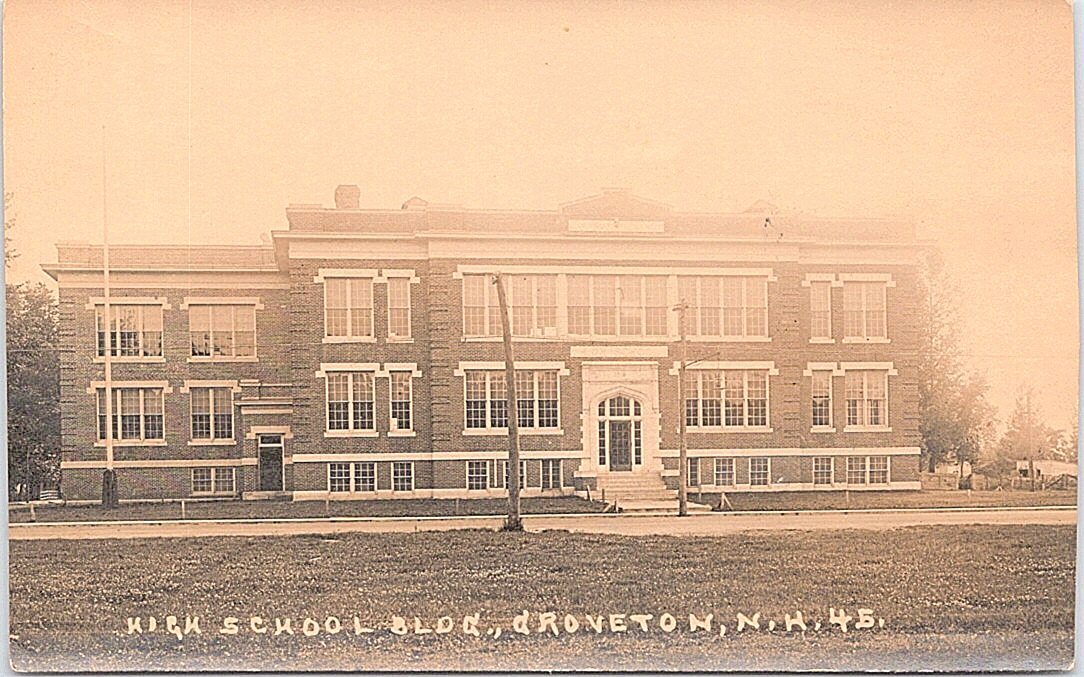 RPPC Groveton NH View of High School Building 1920s era