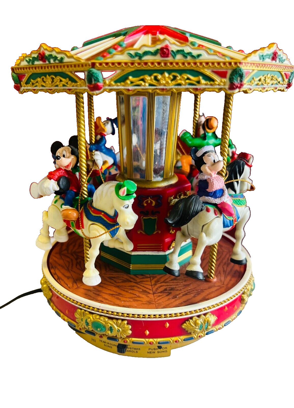 A Mickey Holiday Go Round Music Christmas Carousel 1996 -Missing The Top Piece