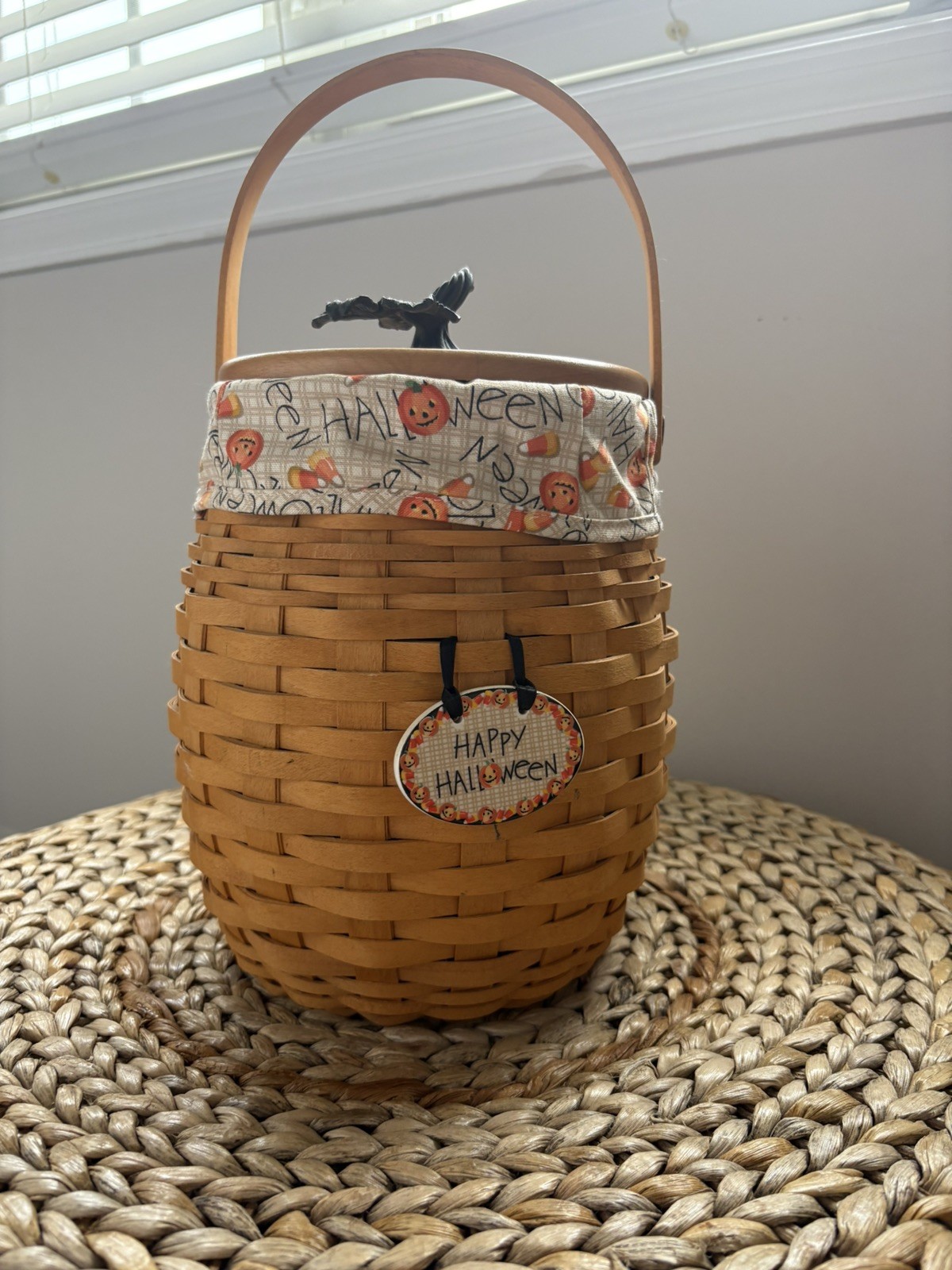 Vintage 2000 Longaberger October Fields Pumpkin Basket w/ Liner & Lid Vintage 2000 Longaberger October Fields Pumpkin Basket w/ Liner & Lid