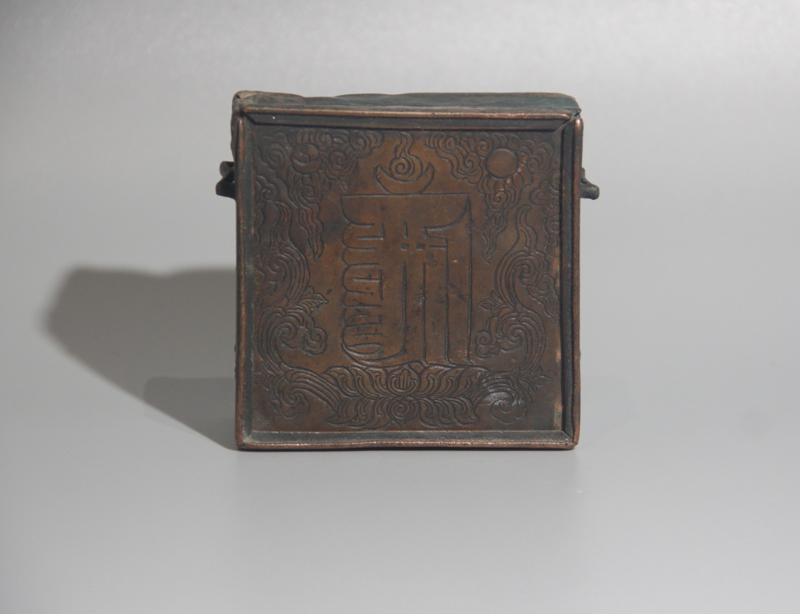 Tibet 18th Cen. Antique Buddhist Alloy Copper Kalachakra Shrine Gau Box Amulet