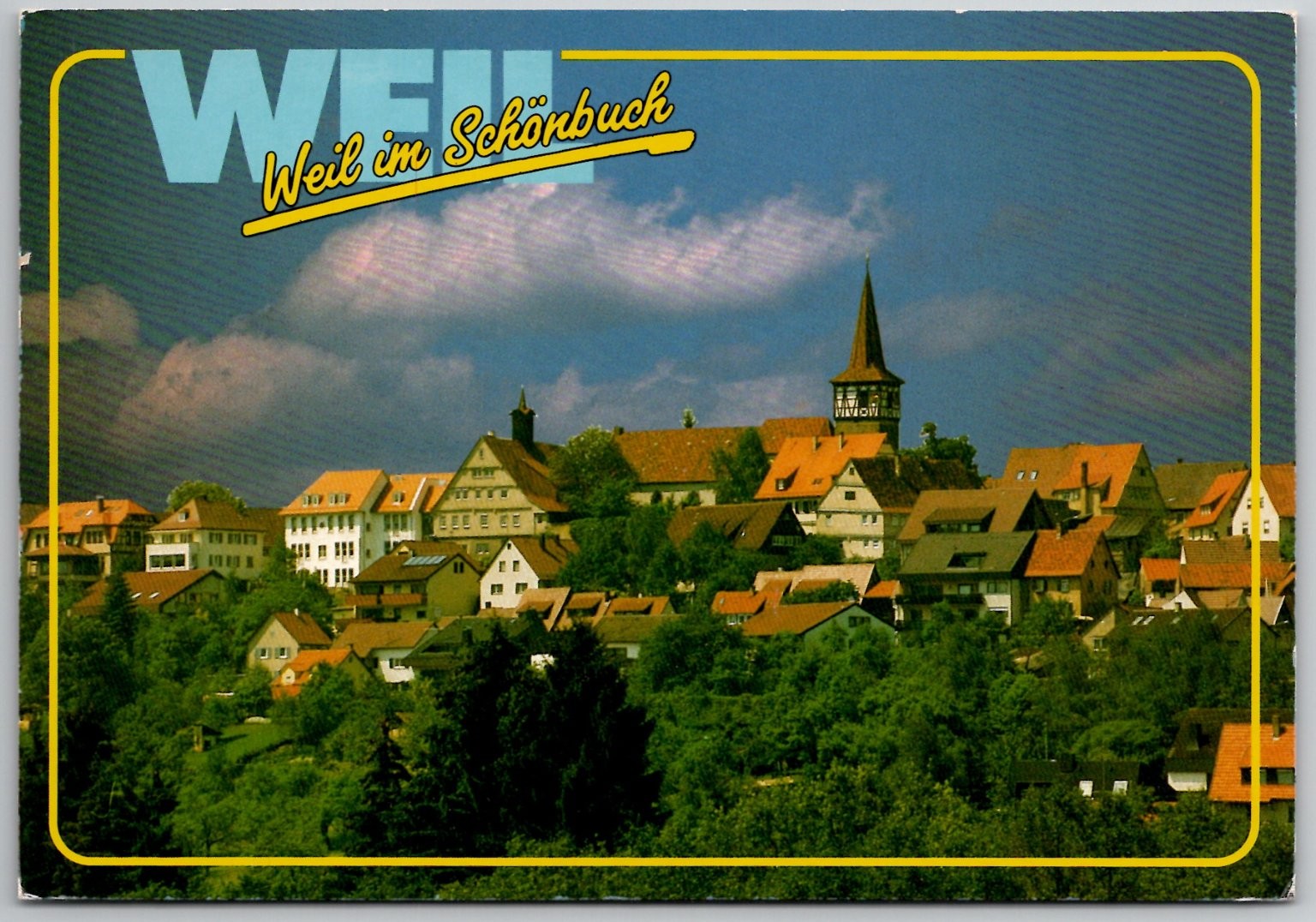 Vintage Weil im Schönbuch Germany Church Village Postcard 1993 Posted