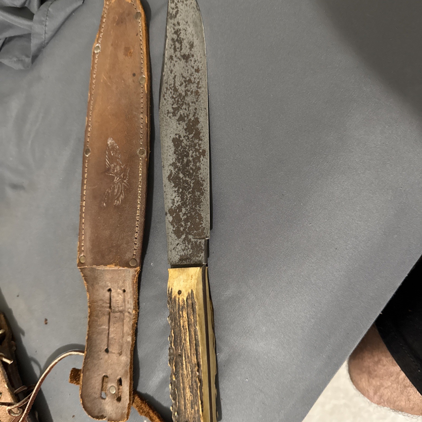 Vintage Solingen Germany Thick  Gnarly Stag 10” Fixed Blade Knife