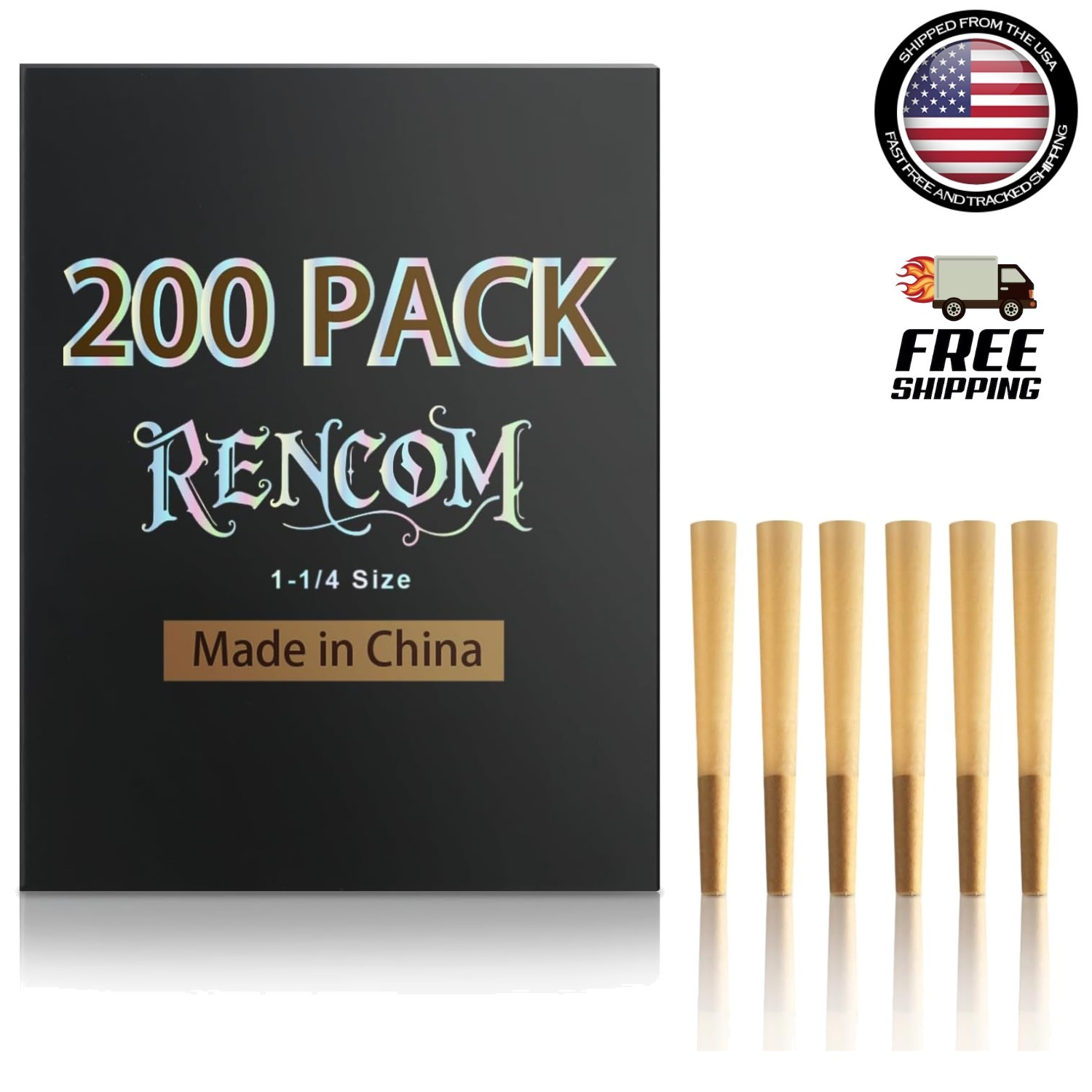 Rolling Cones 1-1/4 Size-200 Pack - Cones 1-1/4 Size - Slow Burning 1-1/4 Size P