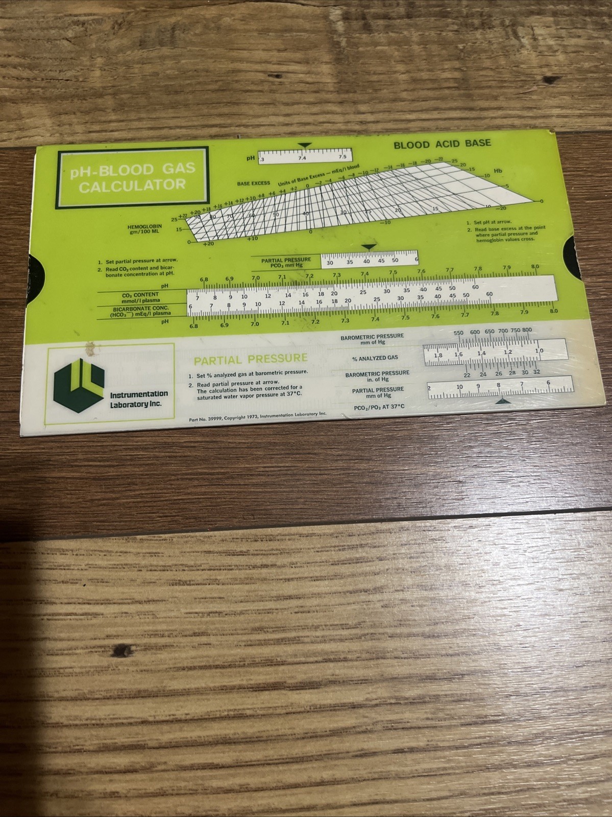 Vintage 1960-80’s Healthcare PH-Gas Calculator Slide Rule Instrument  Massachuse