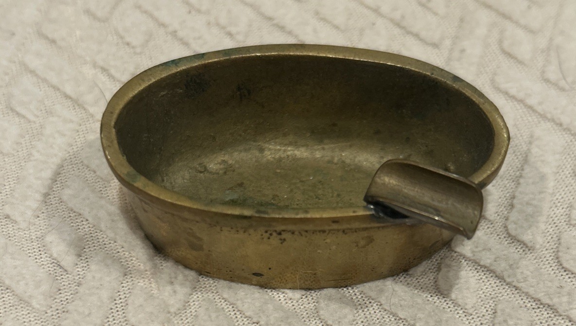 Vintage Personal Brass Ashtray  Single Rest Style Oval