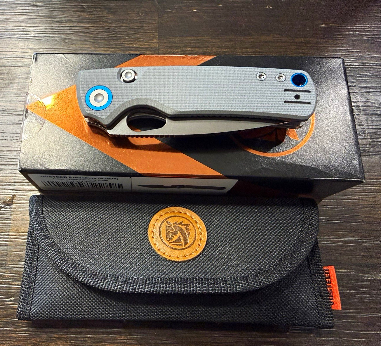 Vosteed Porcupine A2607 Pocketknife 14C28N Gray G10 Drop Point Liner Lock
