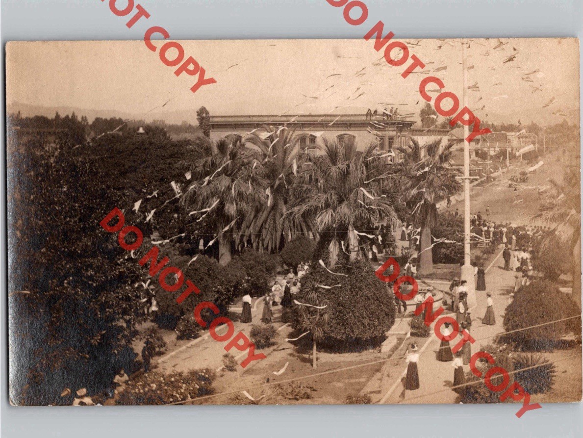 c1910 Orange Circle Parade Glassell St Street Plaza Park California CA RPPC