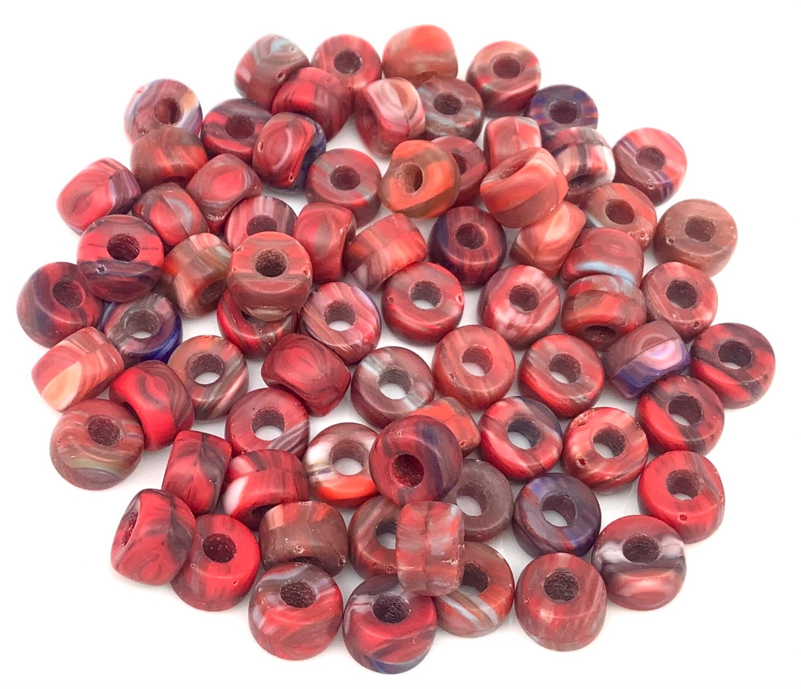 36 Vintage Red multi Bohemian glass Crow African trade beads